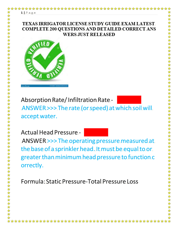 2025 Texas Irrigator License Exam Prep: 100+ Actual Questions & Verified Answers | TCEQ Study Guide