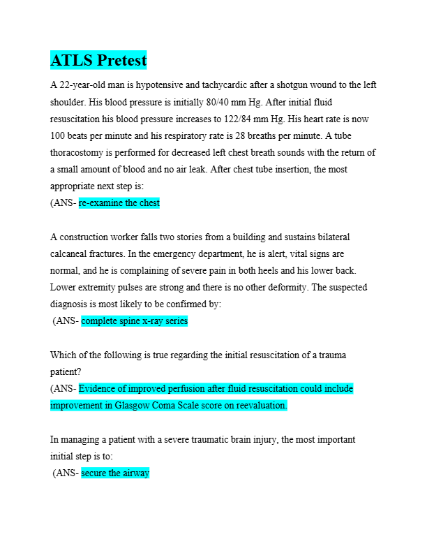 ATLS Pretest  2026 Brand New!!