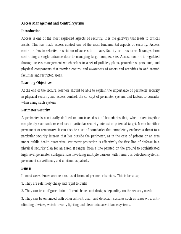 PHYSICAL SECURITY ACCESS CONTROL