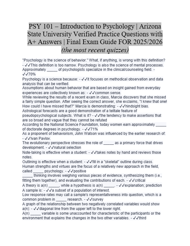 California State University – MATH 101: College Algebra Verified Practice Questions with A+ Answers
