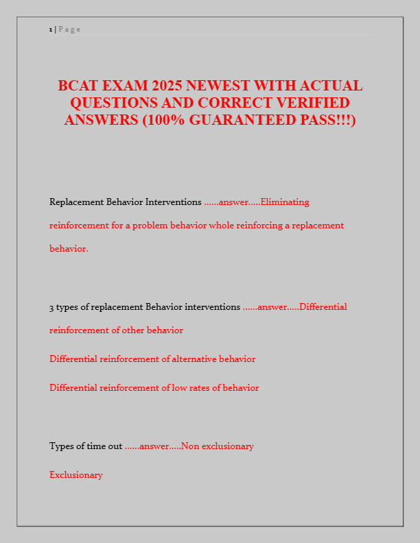 BCAT Exam 2025: Actual Questions & Verified Answers (100% Pass Guaranteed)