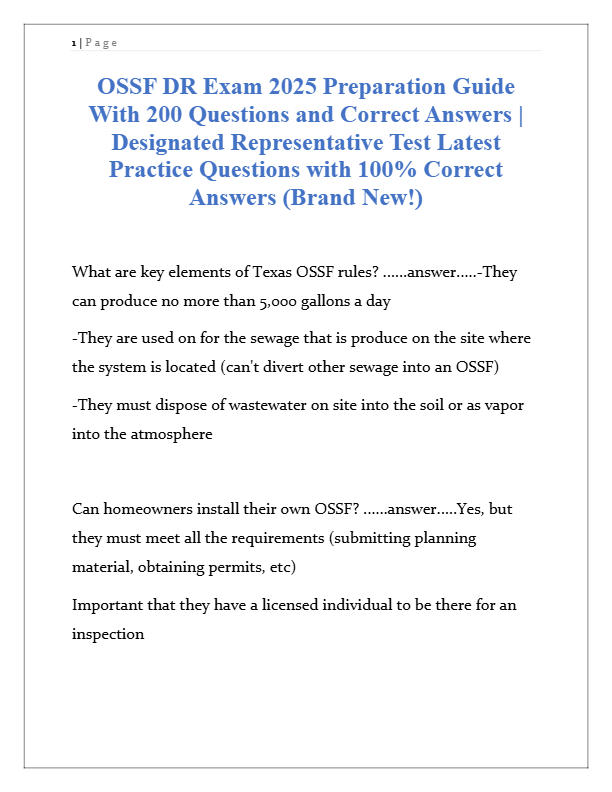 OSSF DR Exam 2025 Guide: 200 Q&A | Designated Representative Prep