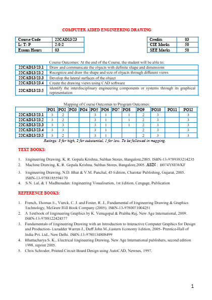 COMPUTER AIDED ENGINEERING DRAWING COURSE