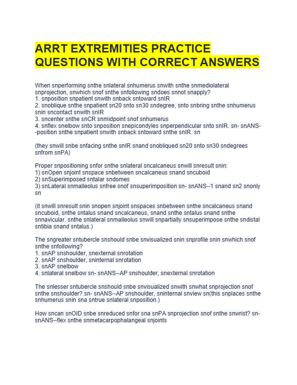 ARRT Extremities Exam Prep 2025–2026: 200+ Practice Questions & Expert Answers