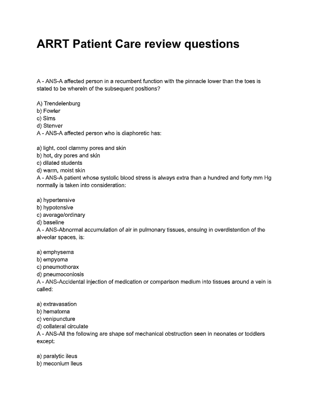 ARRT Patient Care Exam Prep 2025–2026: 130+ Practice Questions & Detailed Answers