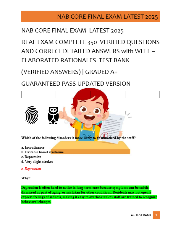 NAB CORE FINAL EXAM  LATEST 2025   REAL EXAM COMPLETE 350  VERIFIED QUESTIONS  AND CORRECT DETAILED