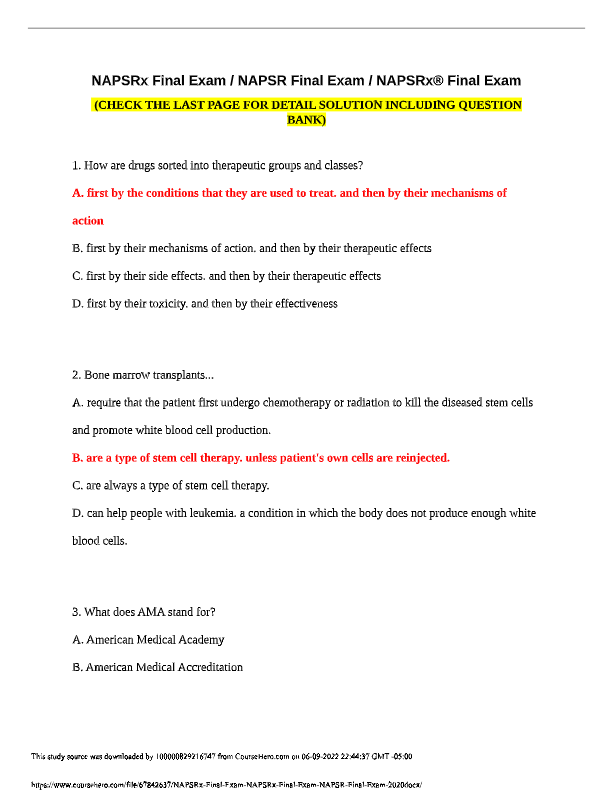 NAPSRx Exam Prep 2025–2026: 100% Correct Practice Questions & Certification Study Guide