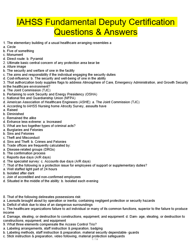 IAHSS Advanced Officer Certification Exam 2025–2026 – Complete Questions & Solutions | Healthcare Se