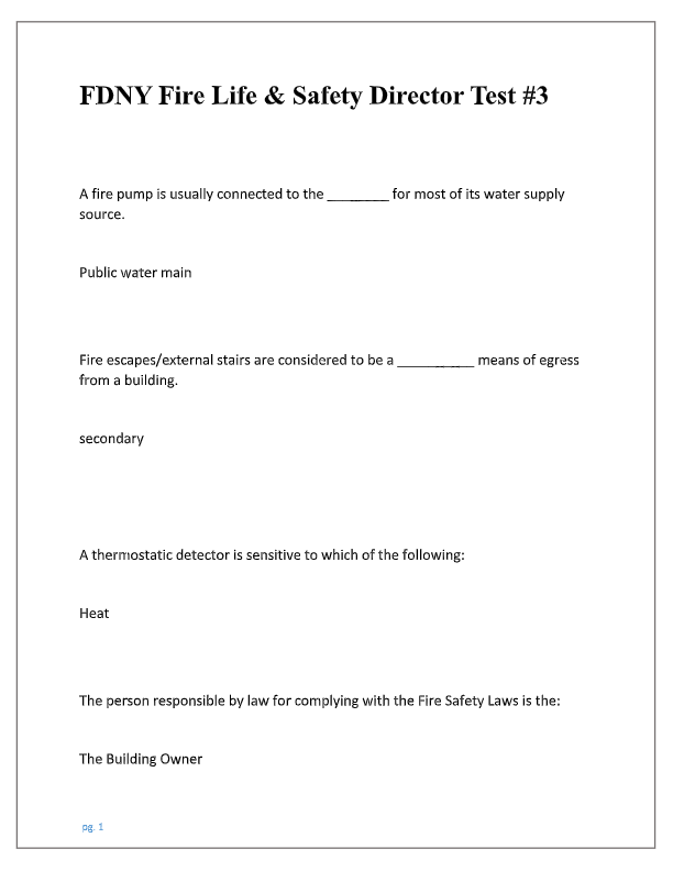 FDNY Fire and Life Safety Director (FLSD) Exam Prep 2025 – Verified Questions & Answers for Test #1