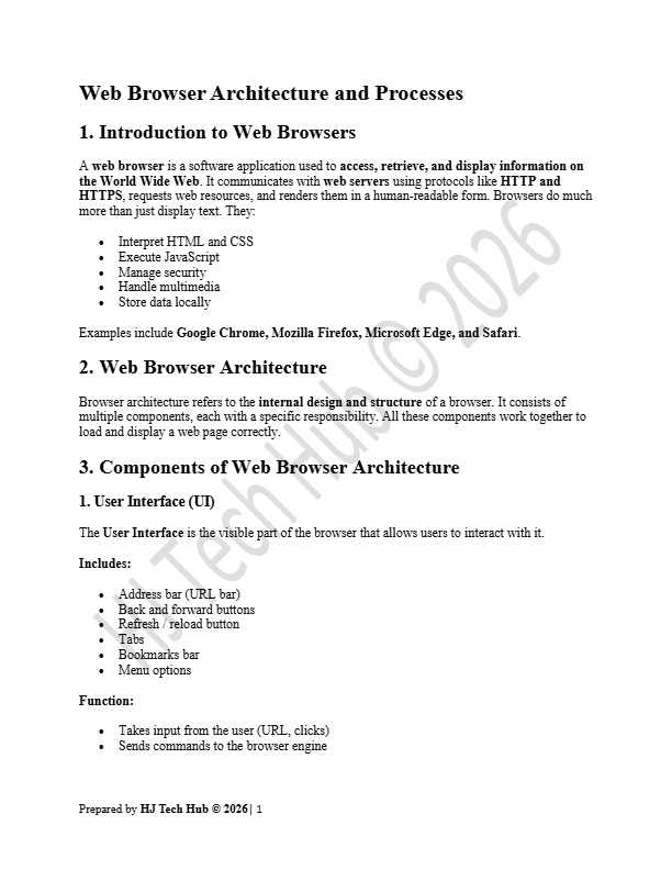 Web Browser Architecture & Processes Complete Notes | BSCS | PU Exam