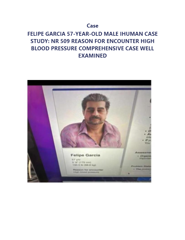 Case FELIPE GARCIA 57-YEAR-OLD MALE IHUMAN CASE STUDY: NR 509 REASON FOR ENCOUNTER HIGH BLOOD PRESSU