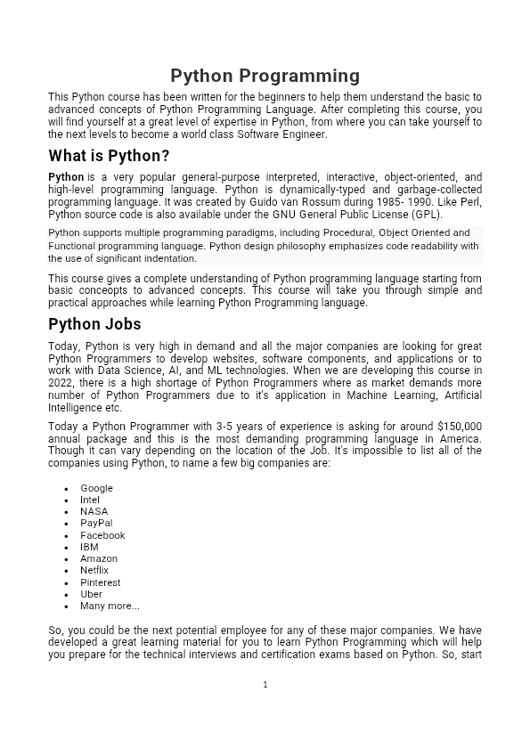 Introduction to phyton programming