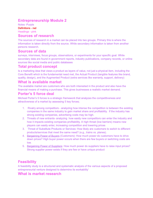 Entrepreneurship Module 2 short notes