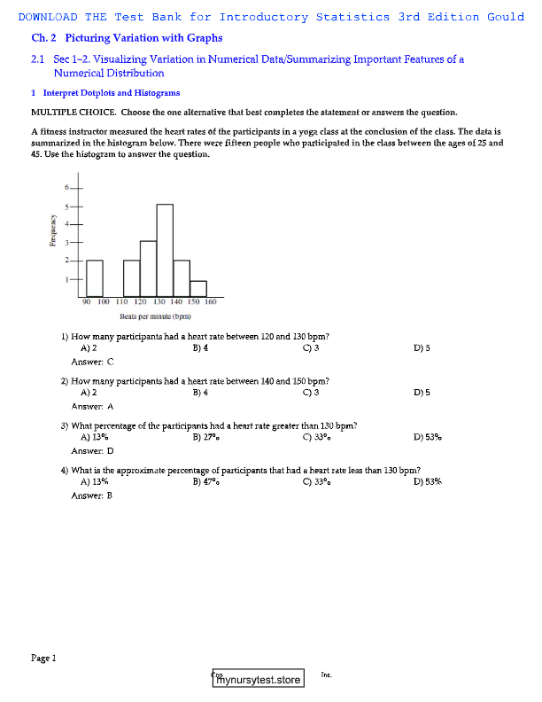 Introductory Statistics 10th Edition Test Bank | Mann All Chapters 1-15 (2025)