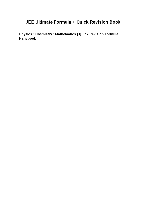JEE Ultimate Quick Revision Notes