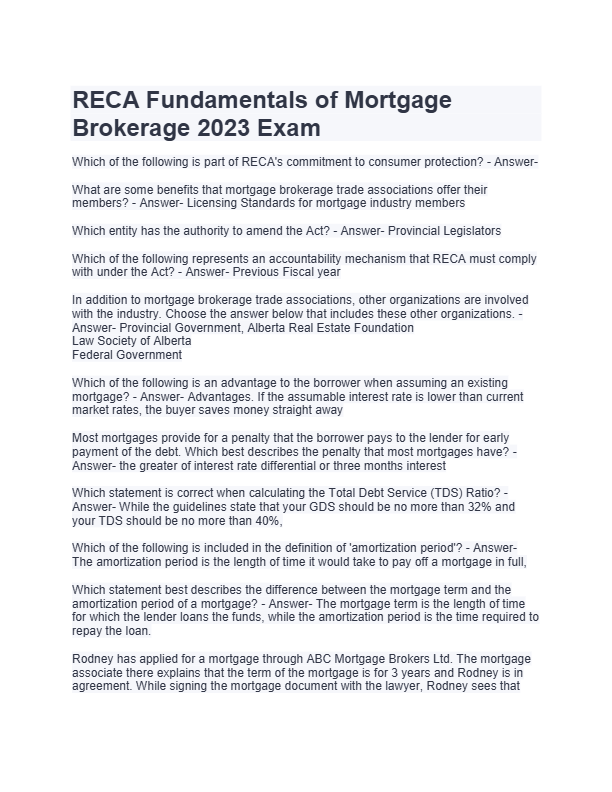 RECA Property Management Exam 2025: Alberta Real Estate Practice Questions & Answers