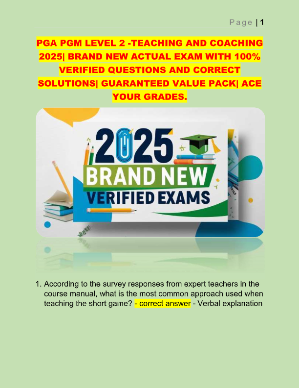 PGA PGM 3.0 Level 2 Teaching & Coaching Exam Guide 2025: Study Questions & Answers