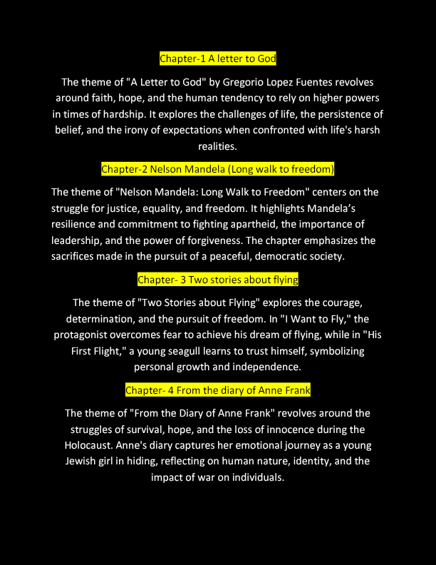Themes of all chapter