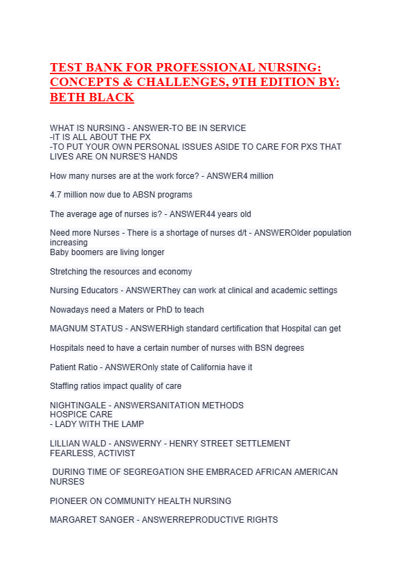Professional Nursing Exam 2025: Comprehensive Practice Questions & Verified Answers (100% Accurate)