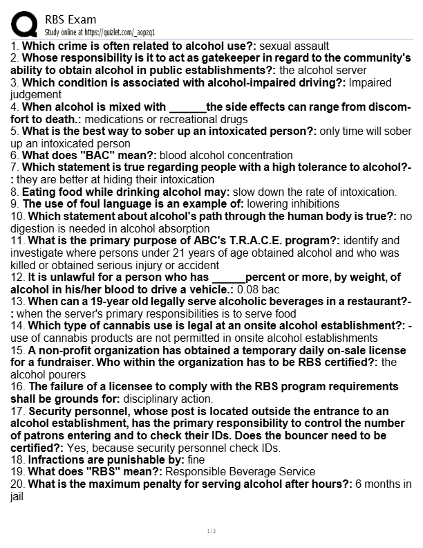 RBS Exam Prep 2025: Test Questions & Complete Solutions – 100% Pass Guarantee