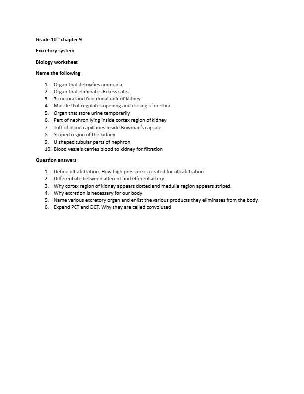 Biology   Excretory System