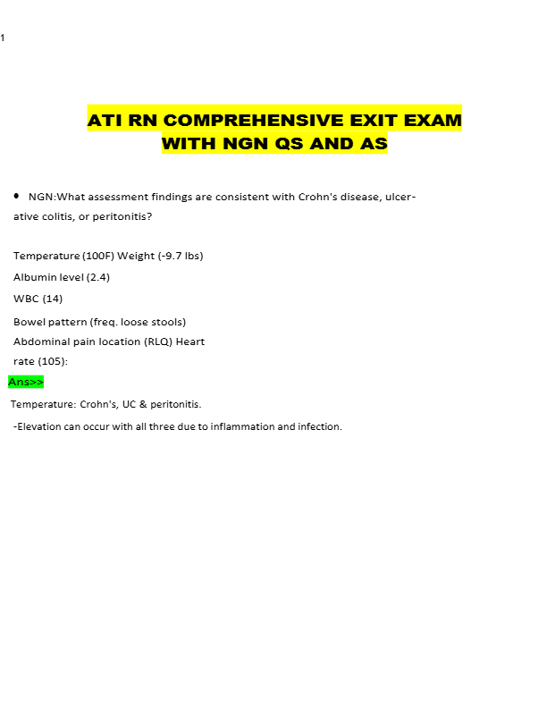 ATI RN COMPREHENSIVE EXIT EXAM  WITH NGN QS AND AS