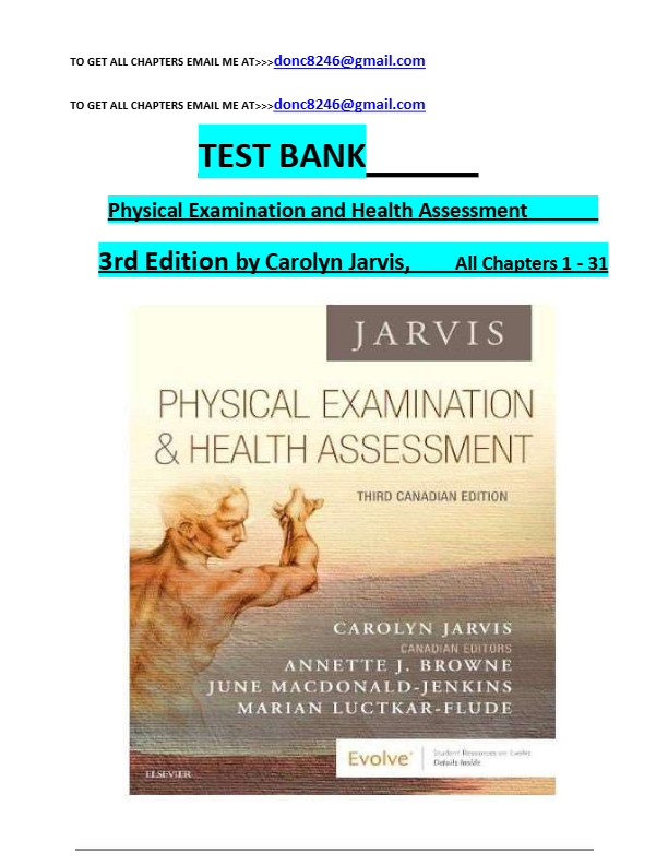 Test Bank for Physical Examination & Health Assessment 8th Edition by Carolyn Jarvis | All Chapters