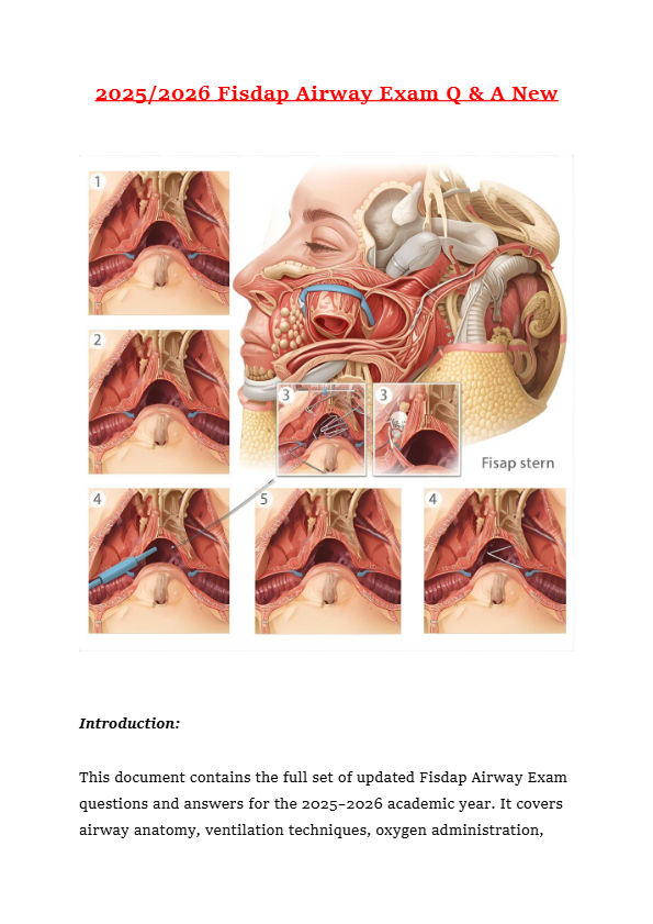 2025/2026 Fisdap Airway Exam Q & A New