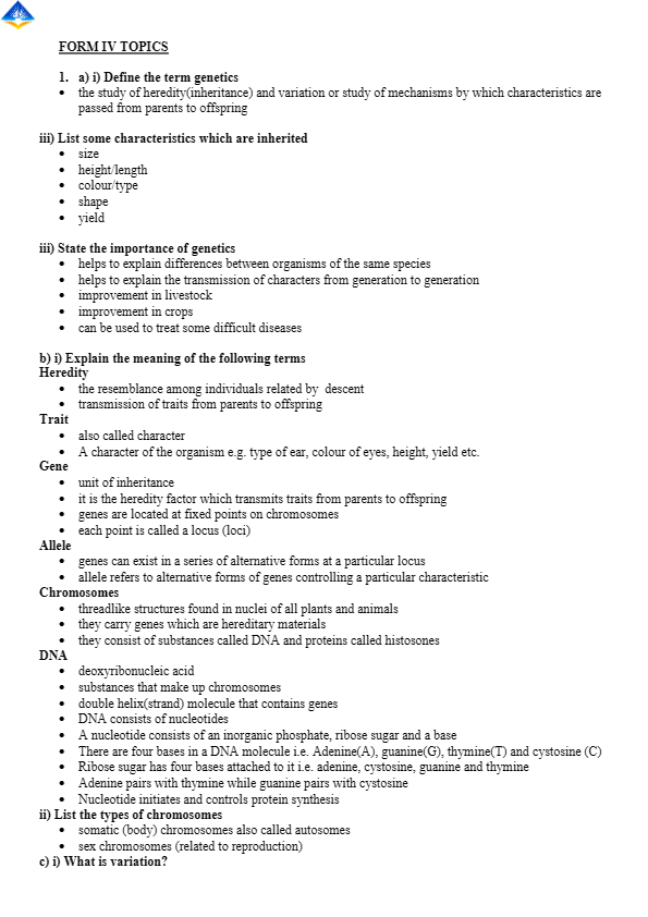Form 4 Biology Complete Notes