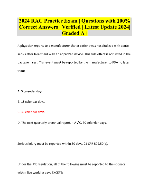 RAC Practice Exam 2025: Actual Exam Questions & Verified Answers (100% Accurate, With Rationales)