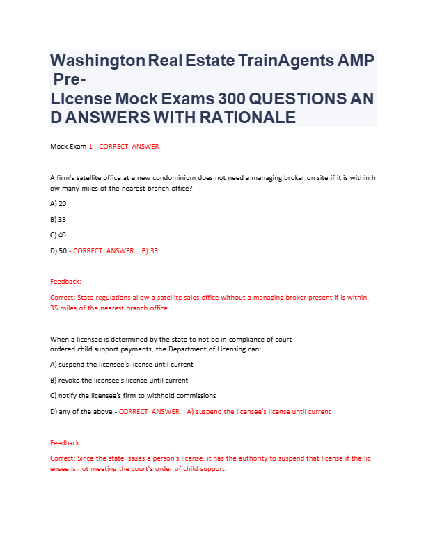 Washington Real Estate Exam Prep 2025: 400 Practice Questions & Answers | WA Licensure Test