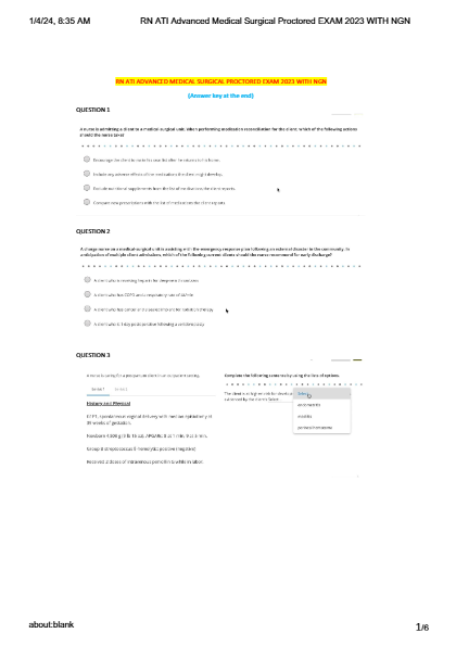 ATI RN Comprehensive Predictor PROCTORED EXAM (NEW 2025-2025 ,5 VERSIONS)  RN Comprehensive Predicto
