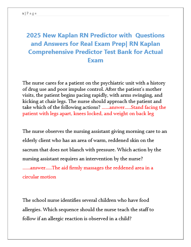 2025 Kaplan RN Predictor Exam Prep: Real Questions & Answers for NCLEX Success