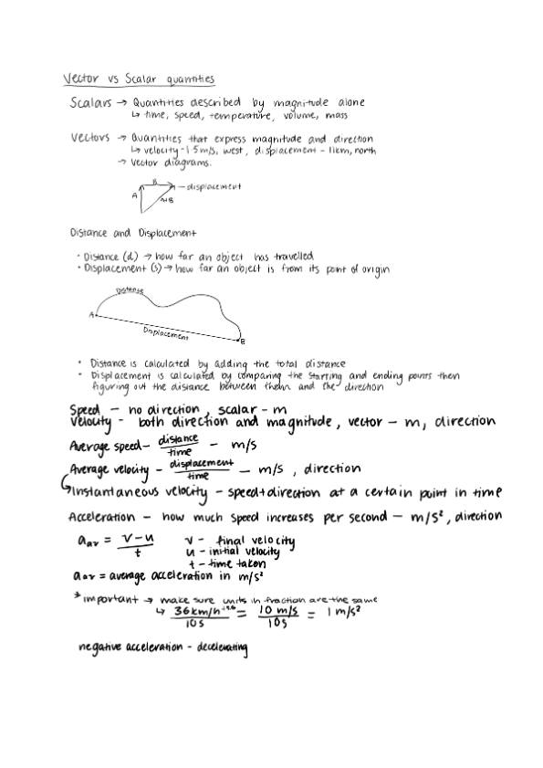 Grade 10 Australian Physics Full Unit Handwritten Study Notes