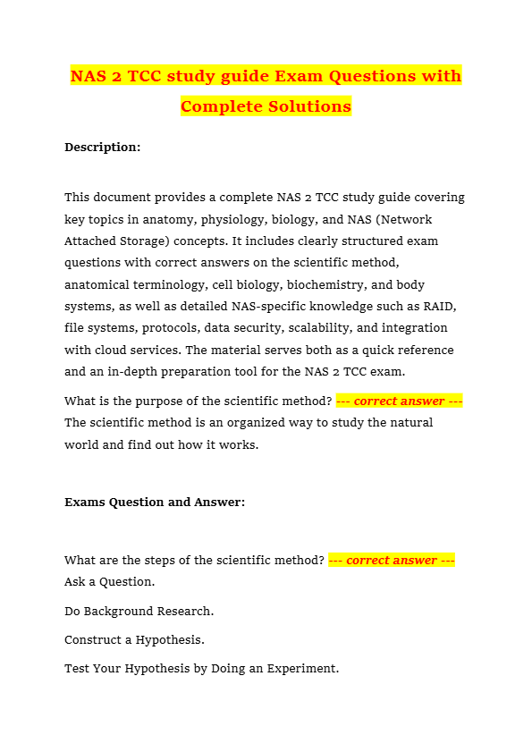 NAS 2 TCC study guide Exam Questions with Complete Solutions