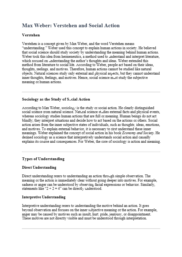 Max weber- Verstehen and Social action