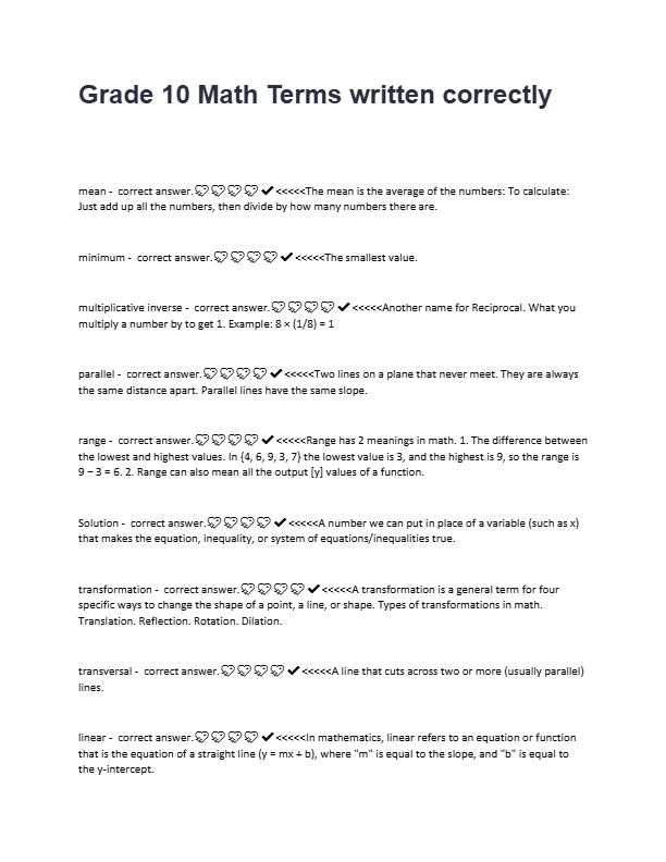 Grade 10 Math Terms Explained Clearly | Complete Mathematics Vocabulary List