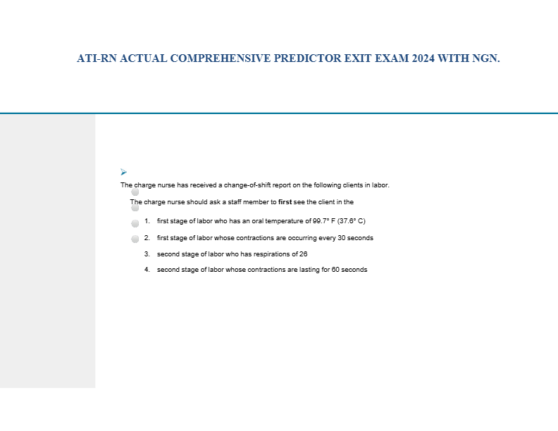 ATI-RN ACTUAL COMPREHENSIVE PREDICTOR EXIT EXAM 2024 WITH NGN.