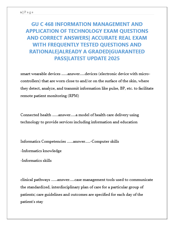 C468 Information Management & Technology Exam Guide 2025 | Questions & Rationale | Guaranteed Pass